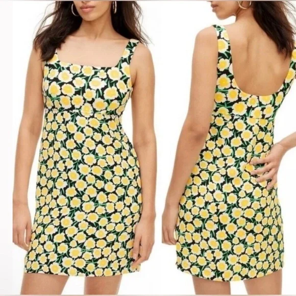 DVF Diane Von Furstenberg Target Collab 90s Yellow Floral minidress new size 14 - Picture 4 of 5
